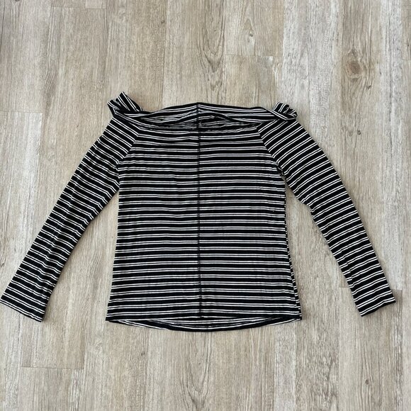 Womens Halogen Black/White Stripe Top - L - Picture 5 of 6